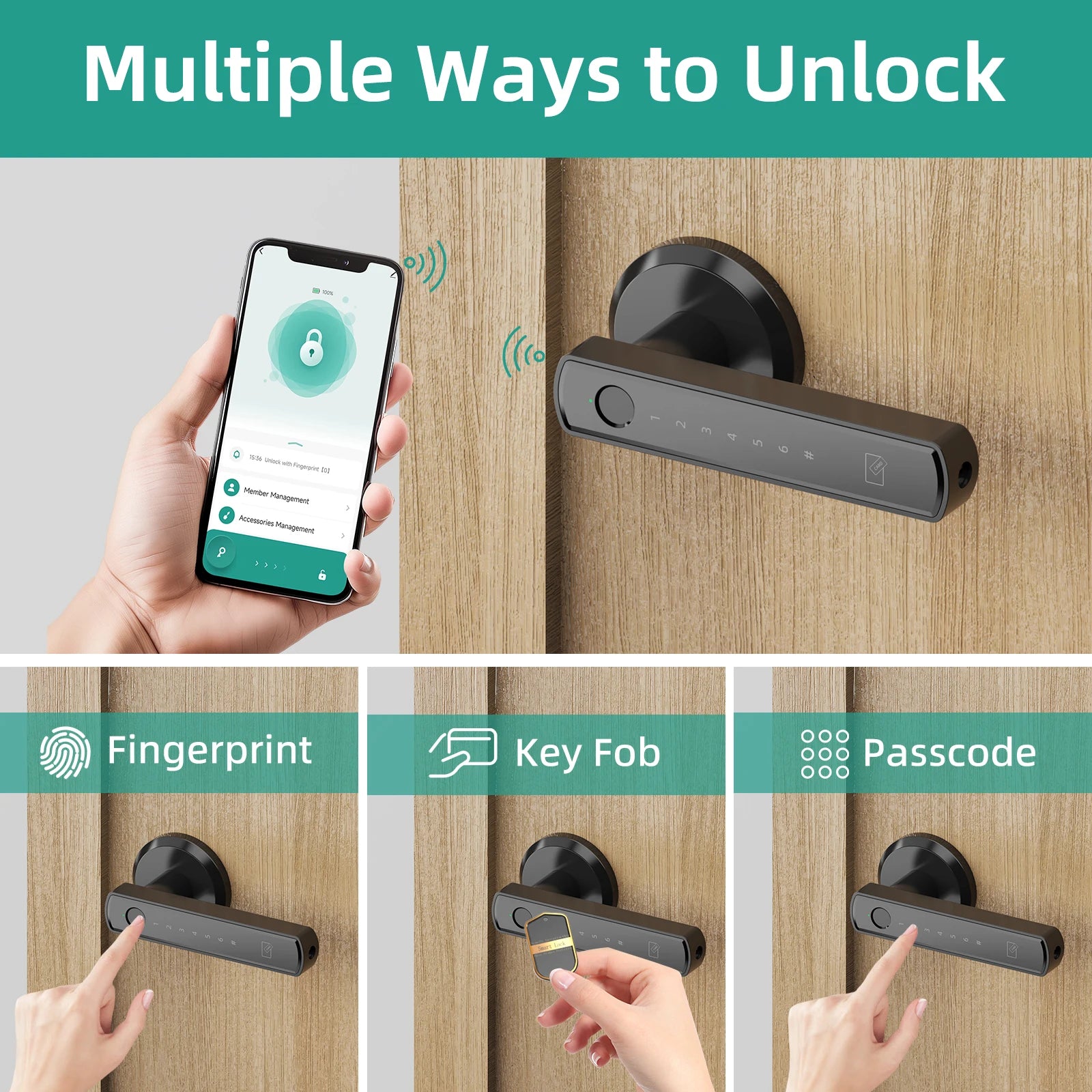 Fingerprint Smart Lock App Control Passcode Electronic Touchscreen Keypad