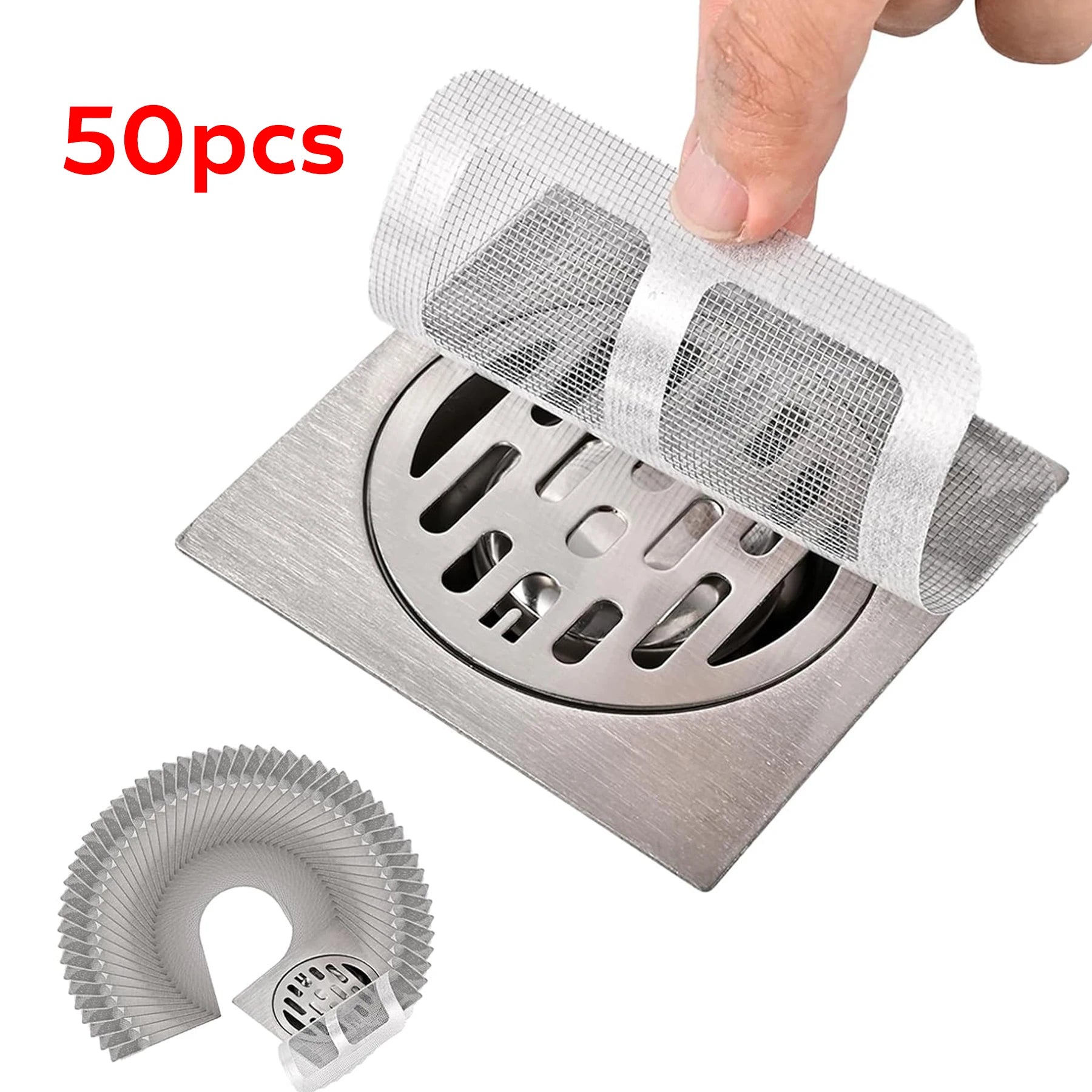 50pcs Disposable Shower Drain Hair Catcher  Floor Sink Strainer Filter Mesh Stickers