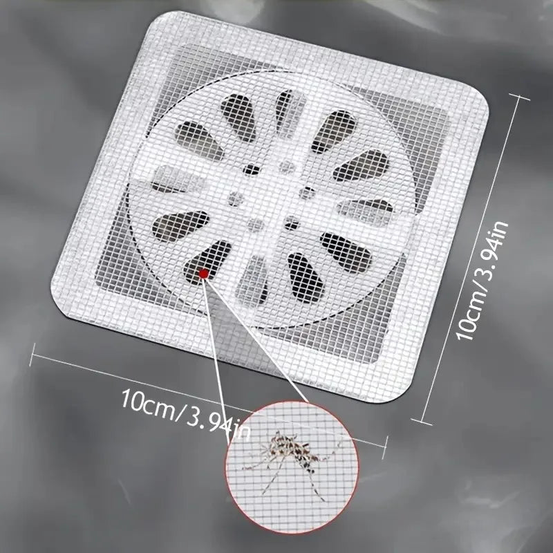 50pcs Disposable Shower Drain Hair Catcher  Floor Sink Strainer Filter Mesh Stickers