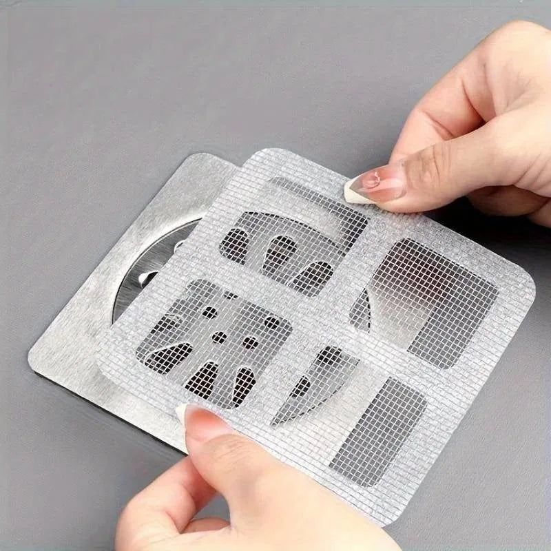 50pcs Disposable Shower Drain Hair Catcher  Floor Sink Strainer Filter Mesh Stickers